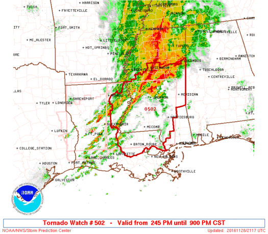 New Tornado Watch Issued for Parts of Mississippi, Louisiana Through 9 ...
