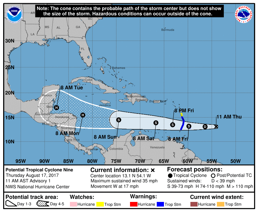 Invest 91L Upgraded to Potential Tropical Cyclone Nine