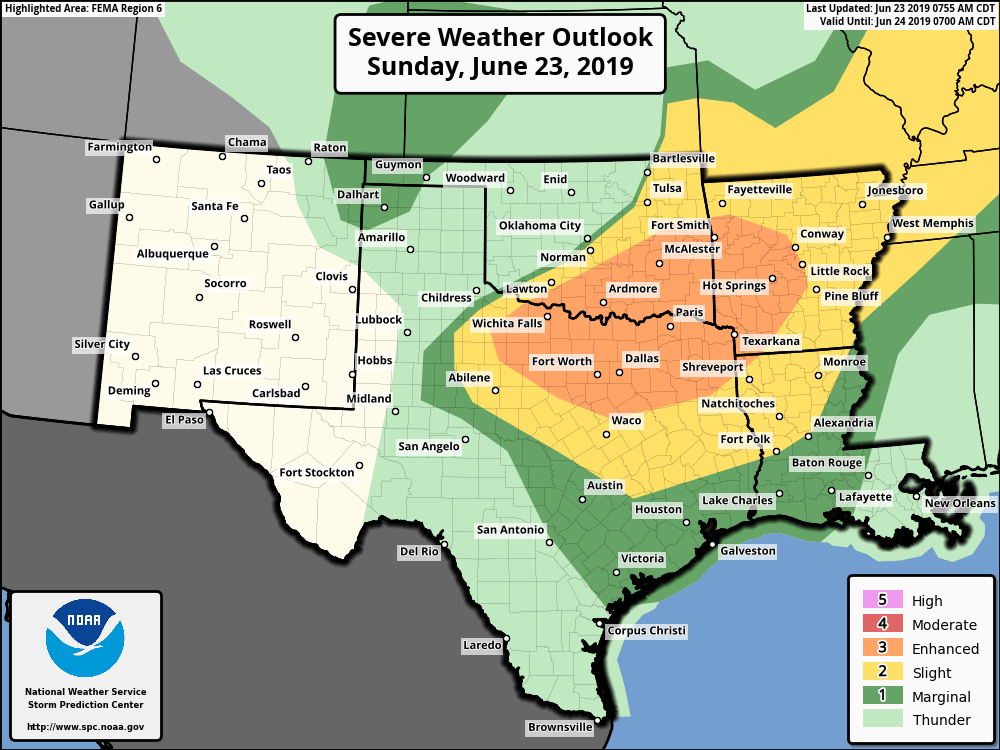 Severe Weather Threat for Parts of TX, LA and MS This Afternoon into ...
