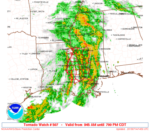 Tornado Watch Issued for Parts of LA, MS