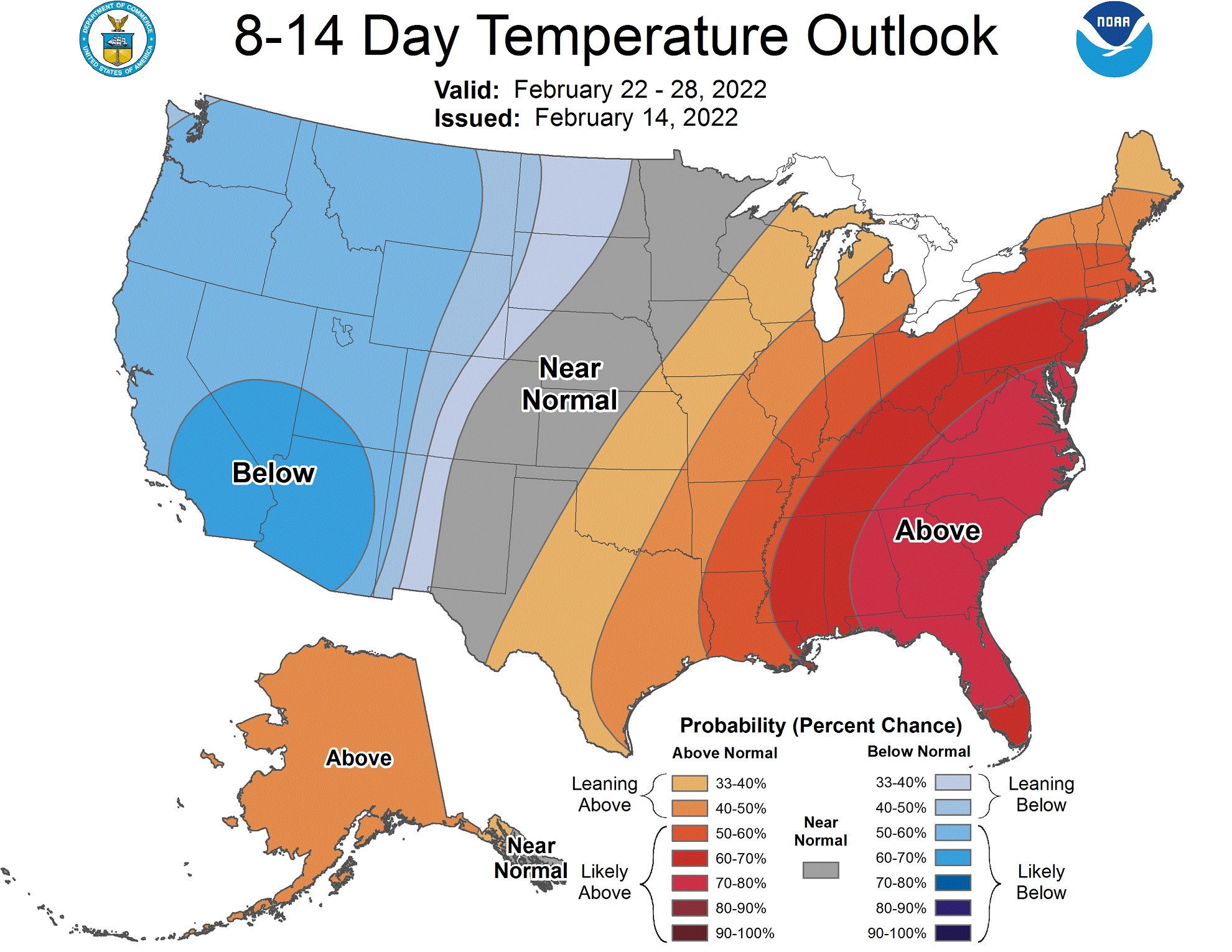 Above Average Temperatures Favored for Latter Part of February