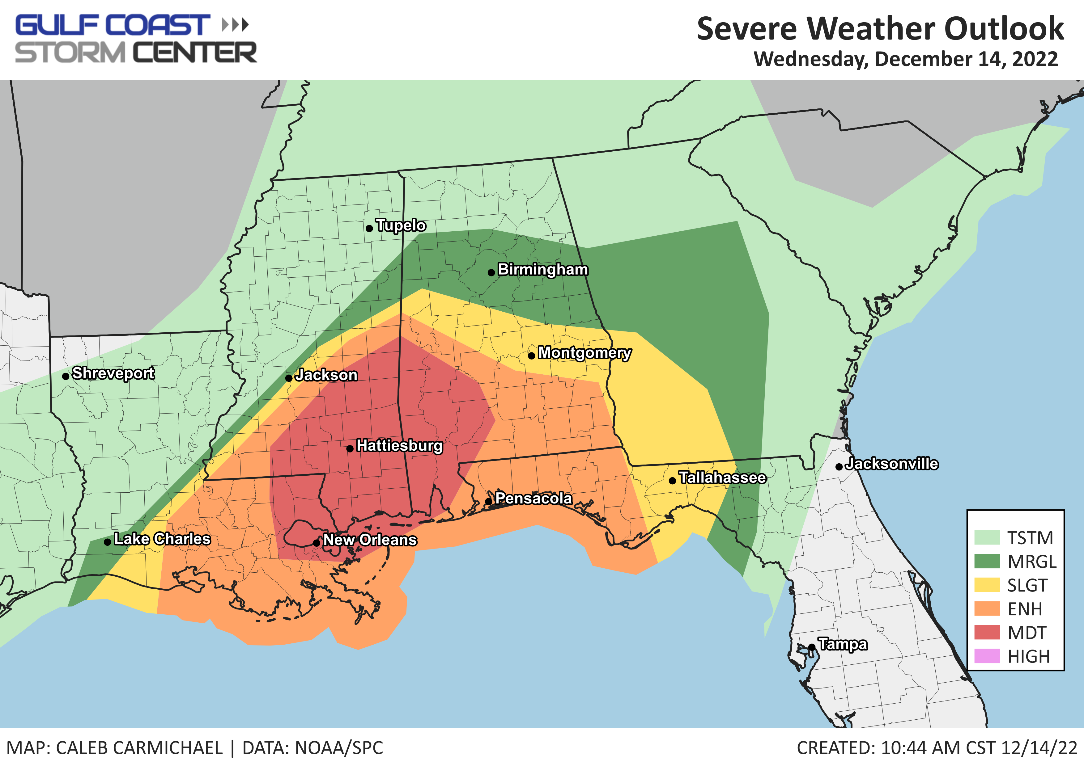 Parts of Louisiana, Mississippi, Alabama Upgraded to a Moderate (Level ...